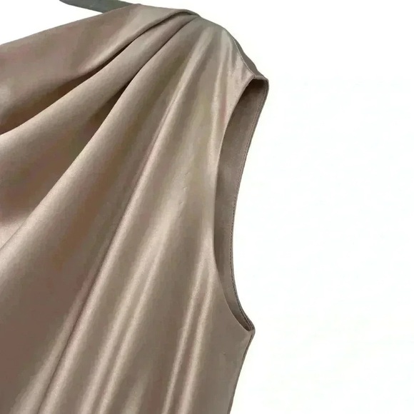 The Sei 100% Silk Draped One-Shoulder Mini Dress Champagne Pink Size 6 $747 - Picture 12 of 15